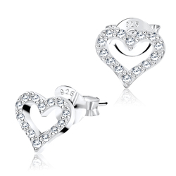 Gorgeous CZ Heart Shaped Silver Ear Stud STS-3562